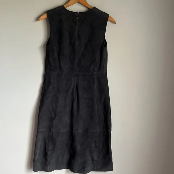 NEW Vince Suede goat leather V Neck Shift Dress - Picture 4 of 14